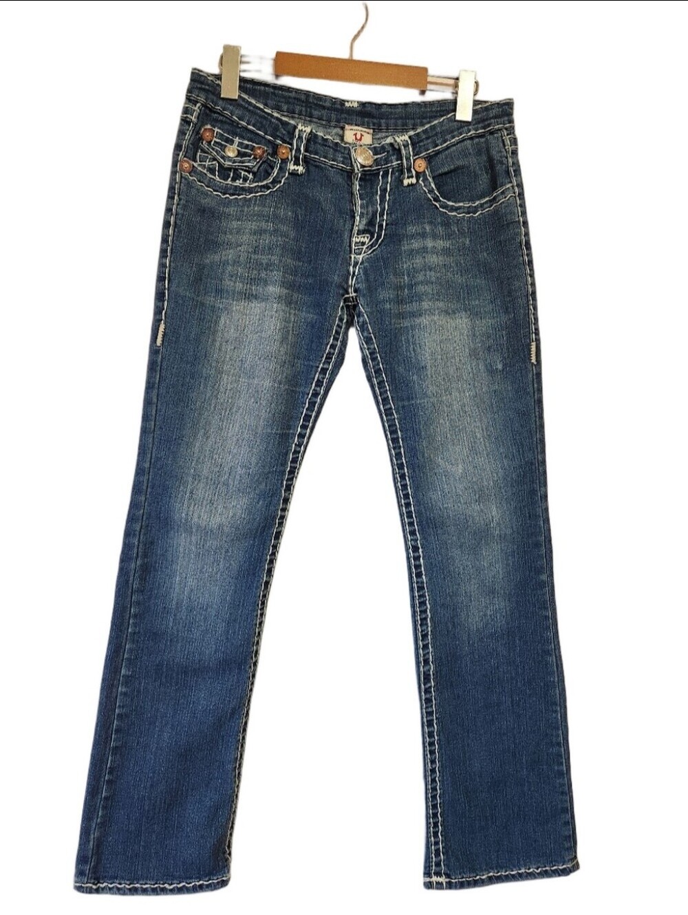 Y2K True Religion Billy Super T Thick Stitch Low Rise Flap Pocket Jeans 30 VTG - Picture 2 of 11